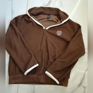 DAZY Letter Embroidery Contrast  Trim Drop Shoulder Sweatshirt